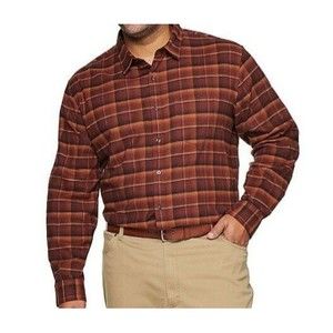 NWT Men's Apt. 9 Seriously Soft Flannel Shirt Size 1XB Big & Tall Rusty Brown